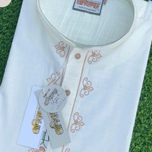 সাদা খাদি এমব্রটারী পাঞ্জাবি- WE-10